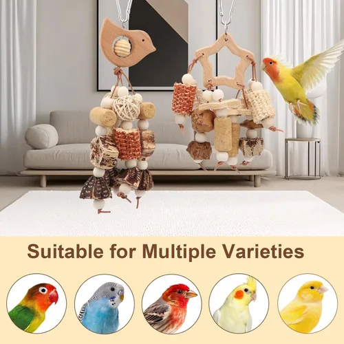 Vista 7 de Litewoo 2PCS Natural Bird Forrajeando Loro Trituración Masticar Juguetes