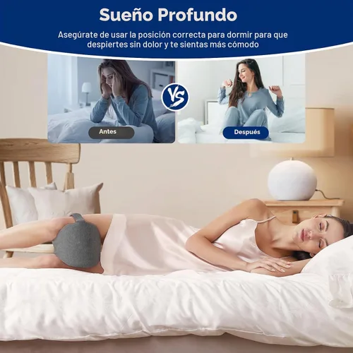 Vista 7 de Almohada de rodilla y pierna para dormir de lado, almohada de pierna para dormir de lado con correa, 100% espuma viscoelástica, cojín espaciador