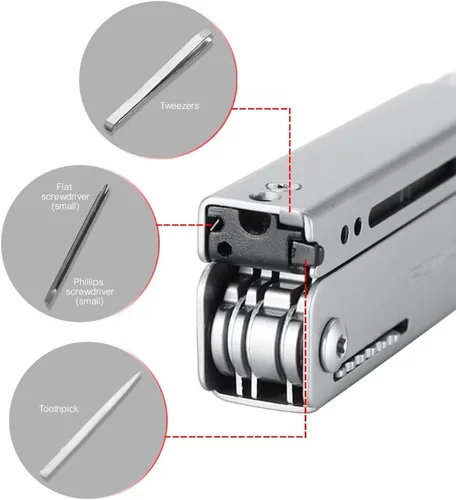 Vista 6 de ROXON M3 13 en 1 Multiherramienta EDC Cuchillo Y Tijeras con Palillo y Pinza Práctica Pequeña y Exquisita Multiherramienta