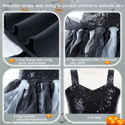 Vista 7 de Suppromo Vestido tutú para niñas pequeñas, fiesta de cumpleaños, vestido de tul con lentejuelas brillantes para niñas pequeñas, concurso
