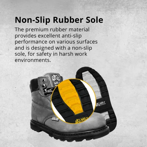 Vista 8 de Wolf Work Boot 100% Genuine Upper Leather Oil Impact Electrical Hazards Non-Slip Rubber Sole Tan Nubuck Plain Toe Padded Collar