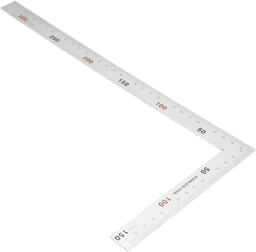 Vista 8 de Cuadrado de carpintero, regla cuadrada en forma de L, herramienta de medición de madera para ingenieros, carpintería, regla de ángulo recto de 90