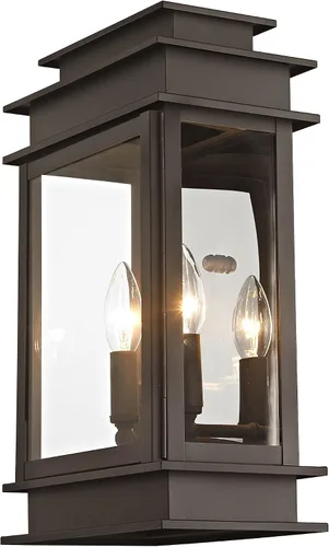 Vista 3 de Livex Lighting 2016-07 Princeton - Linterna de pared para exteriores, bronce, 15.25 x 9.5 x 15.25 pulgadas