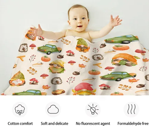Vista 3 de Manta de otoño de gnomo, gnomo de otoño de 30 x 40 pulgadas, ligera, súper suave y acogedora para sofá, cama, sofá y silla Gnomo de otoño1