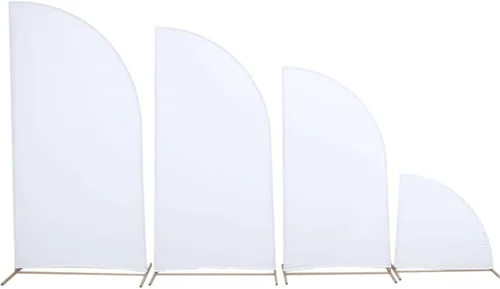 Vista 28 de Efavormart - Juego de 4 fundas de elastano beige para arco de media luna, fundas de telón de fondo Chiara de 2.5 pies a 7 pies para escenarios