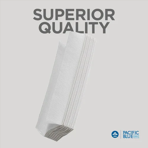 Vista 5 de Toallas de papel plegables en C Pacific Blue Select de GP PRO (Georgia-Pacific), color blanco, 20241, 200 toallas por paquete, 12 paquetes por caja