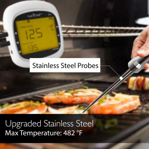 Vista 3 de NutriChef Termómetro de barbacoa mejorado, sondas de temperatura – 2 piezas de acero inoxidable para NutriChef PWIRBBQ80 termómetro digital