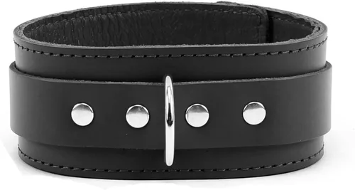 Vista 2 de Atlas Collar de piel de cordero Latigo Collar de cuero hecho a mano (pequeño, negro)