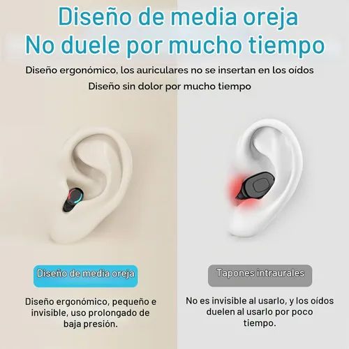 Vista 5 de Mini auricular Bluetooth de un solo auricular inalámbrico pequeño, auriculares invisibles, auricular individual con 10 horas de tiempo de Negro
