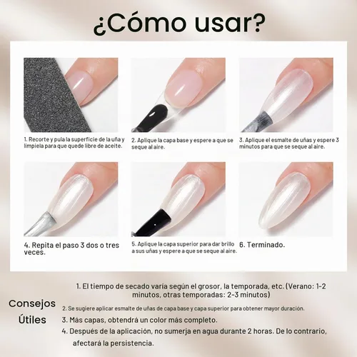 Vista 8 de MIZHSE Esmalte de uñas blanco perla de secado rápido, esmalte de uñas