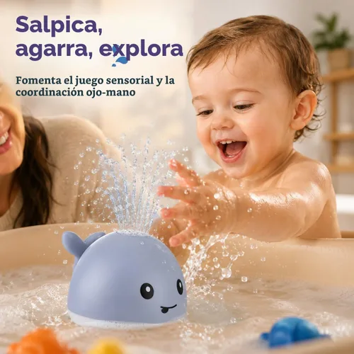 Vista 5 de Gigilli Juguetes de baño para bebés, rociador de juguete de baño de ballena Azul