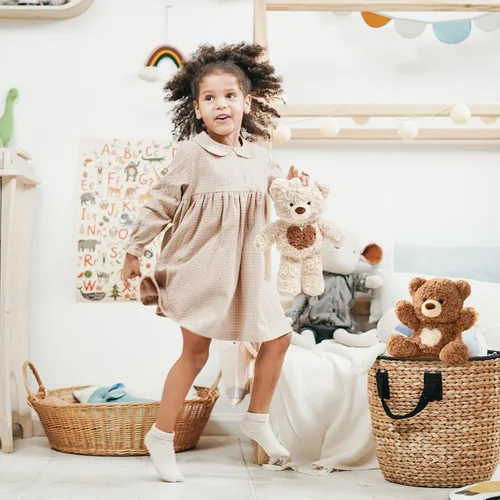 Vista 8 de Oso de Peluche de 34,8 cm con Corazón, Lindo Oso de Peluche de Felpa para Niñas y Niños (Beige)