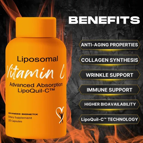 Vista 2 de Advanced Bionetix Suplemento de vitamina C liposomal Tecnología de absorción mejorada LipoQuil-C 120 cápsulas 1000 mg de alta dosis soluble