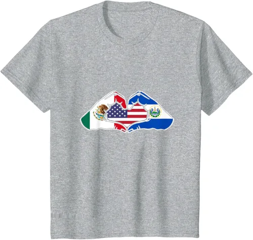 Vista 54 de Corazón manos México, El Salvador y Estados Unidos. Camiseta, Negro