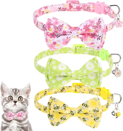 Vista 12 de KOOLTAIL Collar de gato con campana, paquete de 3 collares para gatos con tabla de advertencia para colgar «Do Not Feed Me», lindo collar ligero