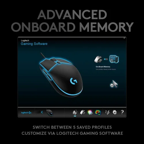 Vista 4 de Logitech G PRO Hero Mouse para juegos con cable 12000 DPI iluminación RGB ultraligero 6 botones programables memoria a bordo compatible con PCMac