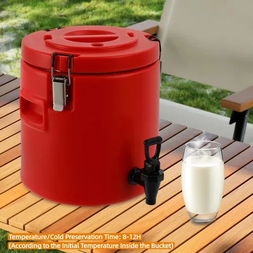 Vista 5 de Dispensador de bebidas aislado, de acero inoxidable, térmico para café frío y caliente, agua, dispensador de bebidas con grifo para hielo, fiesta