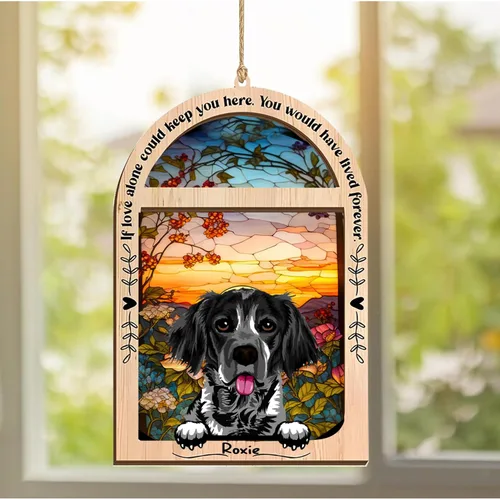 Vista 277 de LOVELYPOD Adorno de Navidad personalizado de sabueso afgano, atrapasoles con nombre, regalos de pérdida de mascotas, regalos para amantes