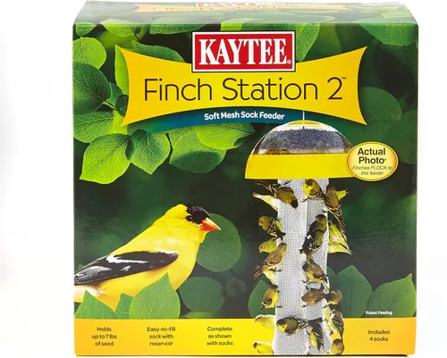 Vista 5 de Kaytee Wild Bird Finch Station - Comedero de calcetines de malla suave, incluye 2 calcetines