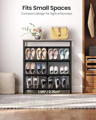 Vista 5 de CHOEZON Zapatero, Estante de Almacenamiento de Zapatos Inclinado de 4 Niveles, Zapatero Estrecho para Entrada, Organizador de Zapatos con Patas