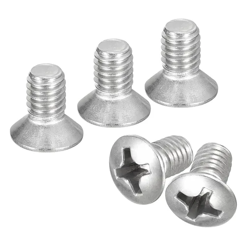 Vista 15 de uxcell Tornillos de máquina Phillips de cabeza ovalada M4x8mm, 50pcs 304 tornillos de cabeza avellanada ligeramente levantados de acero inoxidable
