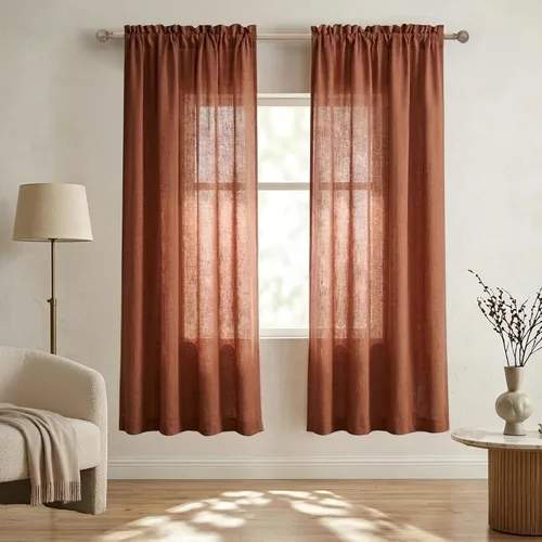 Vista 113 de Mrs.Naturall - Cortinas transparentes con bolsillo para barra de 36x63 pulgadas de lino mezclado negro