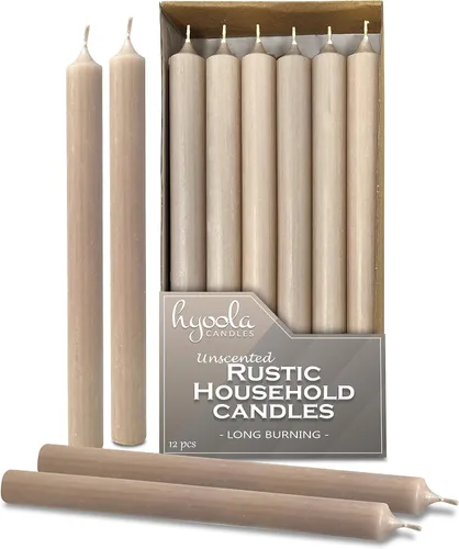Vista 16 de Hyoola Velas de cena de 10 pulgadas – Paquete de 12 velas blancas altas sin perfume rústicas de larga combustión