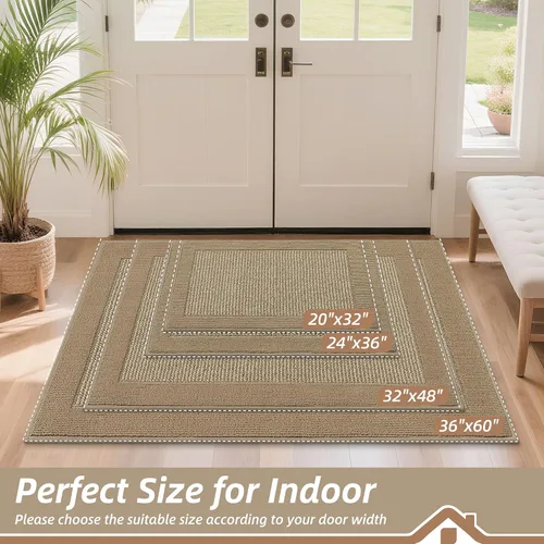 Vista 2 de BEQHAUSE Tapete para puerta interior de 20 x 32 pulgadas, tapete antideslizante para entrada, lavable, resistente a la suciedad, tapete