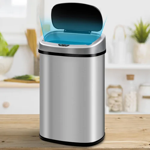 Vista 8 de Basurero de cocina de 13.2 galones con sistema de control de olores, cubo de basura automático con sensor de movimiento táctil con tapa, cubo