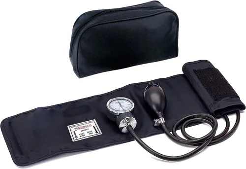 Vista 2 de Santamedical Esfigmomanómetro aneroide de lujo para adultos, monitor de presión arterial profesional con brazalete negro para adultos y funda