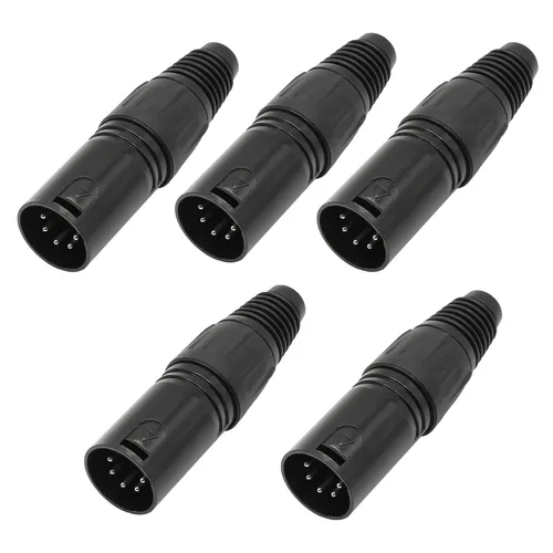 Vista 9 de Conector de cable XLR de 4 pines XLR Conector de enchufe hembra de 4 pines Adaptador de audio para micrófono, negro, 5 PCS