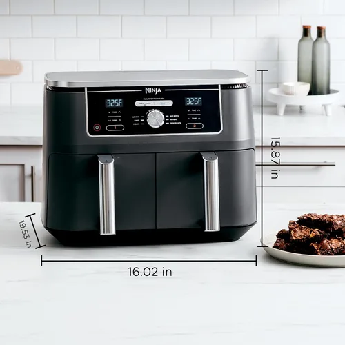 Vista 2 de Freidora de aire Ninja DZ401 Foodi 10 Quart 6 en 1 DualZone XL de 2 canastas con 2 canastas de freír independientes, Match Cook y Smart Finish