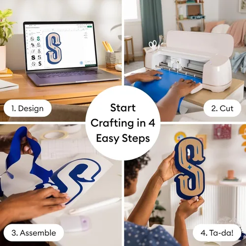 Vista 4 de Cricut Maker 4 Kit de inicio para principiantes, máquina de corte inteligente con vinilo y planchado (HTV), herramientas y materiales para Hojas