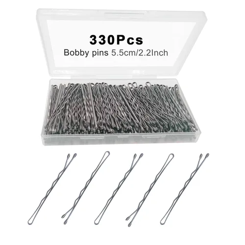 Vista 26 de Juego de 330 horquillas negras de 2.2 pulgadas, juego de horquillas con caja, horquillas para el cabello de alta calidad para niños, niñas