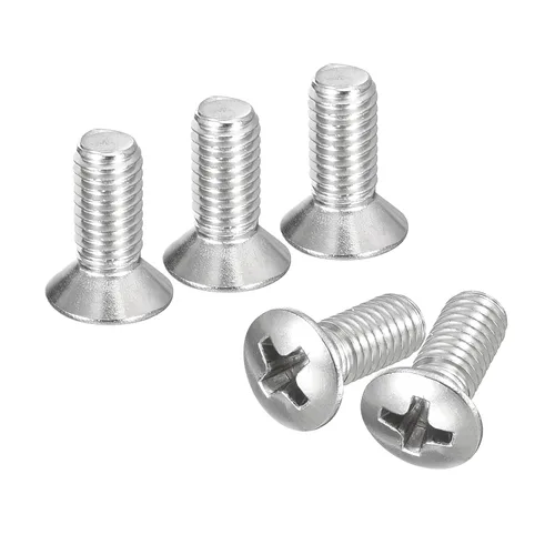Vista 13 de uxcell Tornillos de máquina Phillips de cabeza ovalada M4x8mm, 50pcs 304 tornillos de cabeza avellanada ligeramente levantados de acero inoxidable
