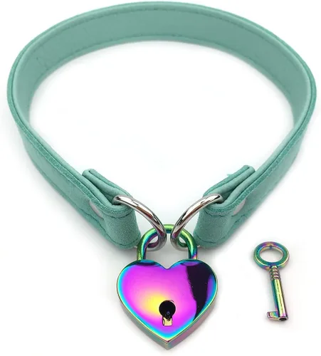 Vista 5 de Collar de Gargantilla con Candado y Llave con Candado de Corazón para Mujeres y Hombres, 14 pulg.