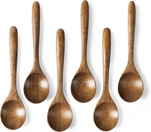 Vista 14 de 2 PCS Cucharas de Madera para Miel, Cucharas de Madera Pequeñas de 6.7 Pulgadas - Excelentes para Té, Café y Sopa, Pequeño Juego de Cucharas de Mesa