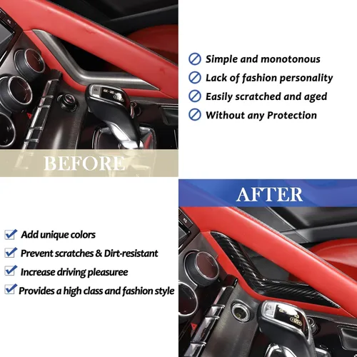 Vista 2 de Daeiclru Cubierta lateral del panel de palanca de cambios de la consola central compatible con Jaguar F-Type 2013-2024, tira de ajuste lateral