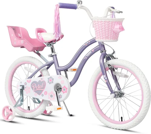 Vista 15 de Glerc Petal Girls Bike 12-18 Inch for Ages 2-9, Kids Bike with Training Wheels, Basket & Streamers, Princess Style Kids Bicycle, for Girls