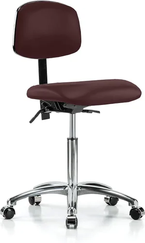 Vista 34 de Perch - Silla de laboratorio con ruedas cromadas con soporte de respaldo ajustable, altura del escritorio de 17 a 22 pulgadas, tela negra