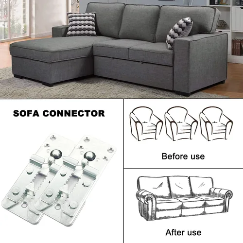 Vista 7 de DEEPDREAM Paquete de 4 conectores seccionales de sofá de metal, conectores de sofá, conectores de muebles entrelazados con 40 tornillos