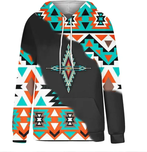 Vista 21 de Sudaderas con capucha azteca occidental para mujer, sudaderas de manga larga con gráficos vintage, camisetas de vaquera, ropa 2023