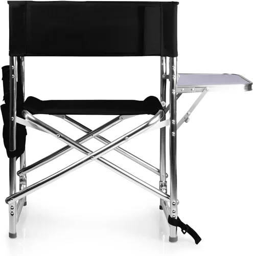 Vista 11 de PICNIC TIME Silla deportiva con mesa auxiliar, sillas de campamento acolchadas plegables para exteriores para adultos con portavasos y panel