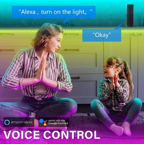 Vista 3 de GUPUP Luces LED WiFi de 50 pies, tira de luces LED controladas por aplicación inteligente, compatible con dispositivos Alexa y Google Assistant
