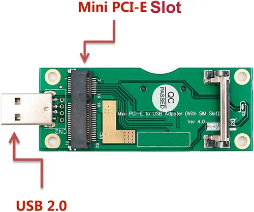 Vista 3 de Mini adaptador PCI-E a USB con ranura para tarjeta SIM para transferencia de módulo a interfaz USB