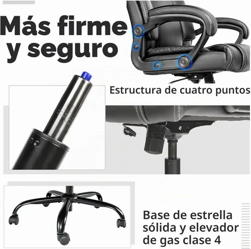 Vista 7 de OUTFINE Silla de Oficina Silla de Oficina Ejecutiva Silla de Escritorio Silla de Computadora con Cojín de Resorte de Cuero Resistente a