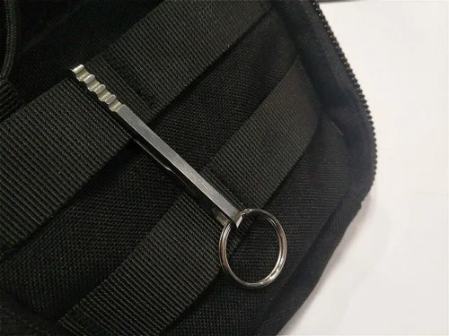 Vista 6 de 2 llaveros de acero inoxidable con hebilla colgante, herramienta portátil EDC Quickdraw
