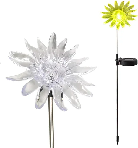 Vista 8 de 3 luces de estaca LED que cambian de color con energía solar, girasol de Varios