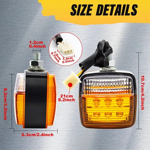 Vista 6 de Ourbest Carretilla elevadora Pedestal Stud Mount Doble Cara Stop Turn Signal Luces traseras Lámparas para Tractor Remolque Amarillo Blanco 12V