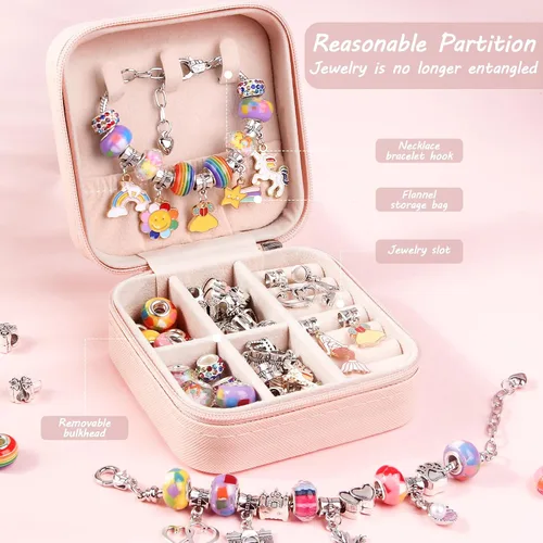 Vista 3 de UFU Kit de fabricación de pulseras con dijes, kit de fabricación de joyas, regalo para niñas de 5, 6, 7, 8 a 12, un dulce regalo de cumpleaños